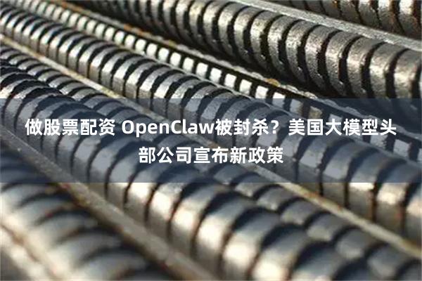 做股票配资 OpenClaw被封杀？美国大模型头部公司宣布新政策