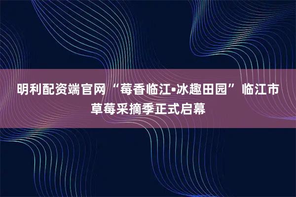 明利配资端官网 “莓香临江•冰趣田园” 临江市草莓采摘季正式启幕